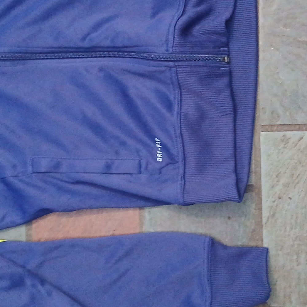 EUC Nike Dri Fit Royal Blue Jacket with Neon Green Accents Zipper Sweatshirt - Picture 3 of 4